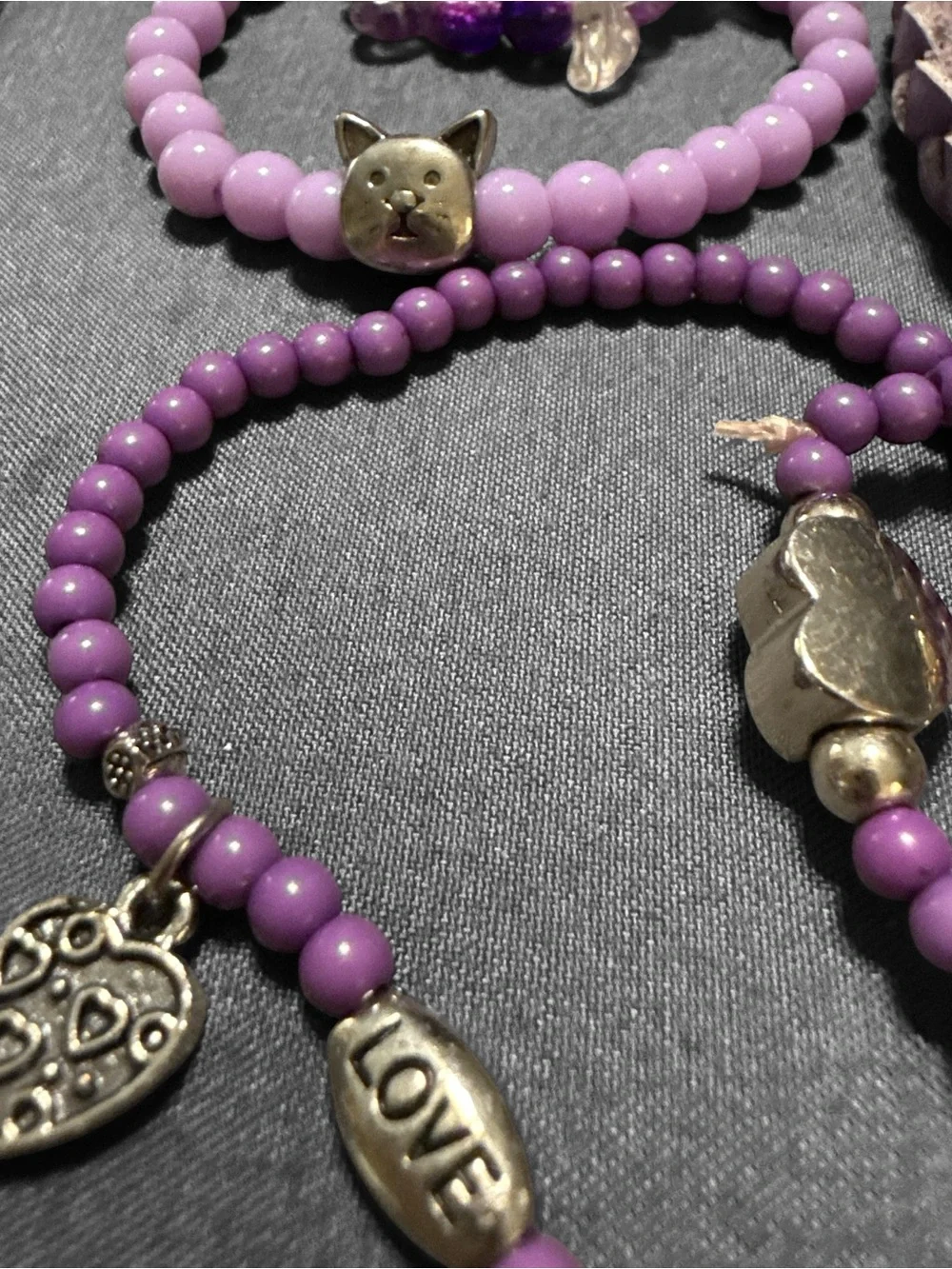 5-Piece Purple Bracelet Lot for Girls | Stretch Bracelets & Braided Cuff